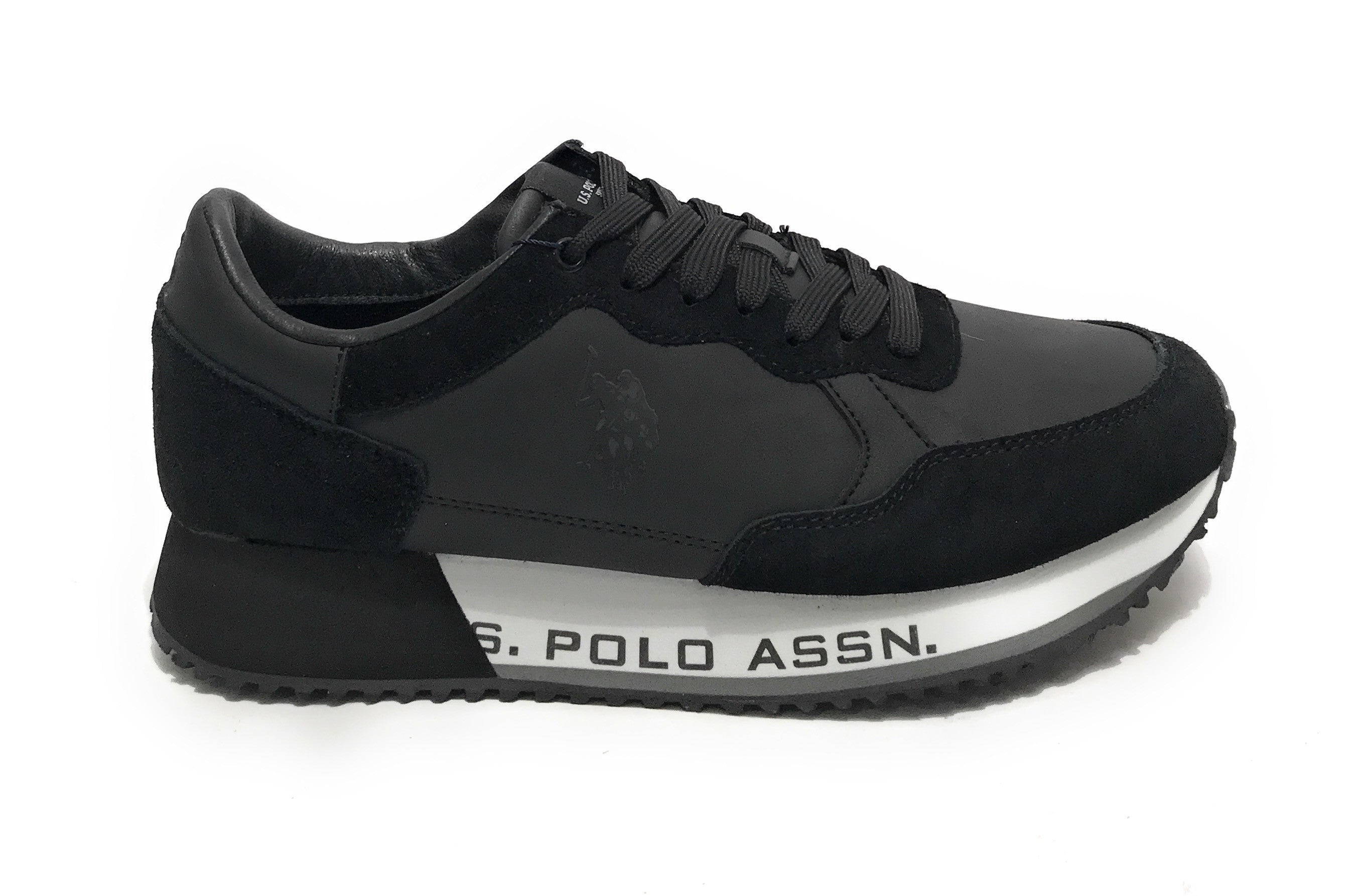 Scarpe U.S. Polo sneaker running Cleef 006A in pelle scamosciata/ tessuto black U25UP05