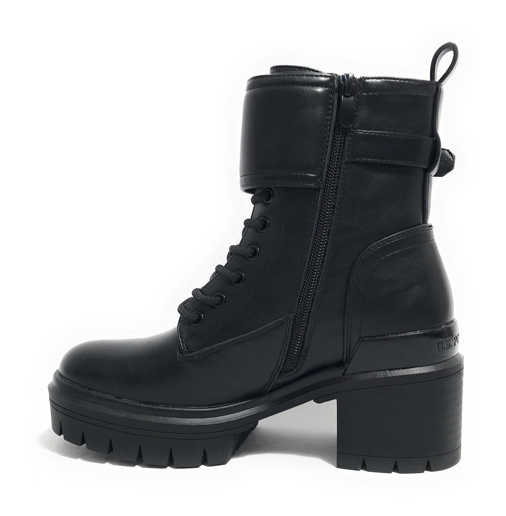 Scarpe donna anfibio US Polo Haley004 in ecopelle nero D25UP06