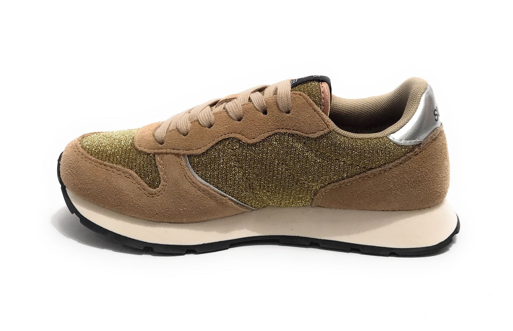 Scarpe Sun68 sneaker Girl's ally glitter textile teen suede/ nylon oro Z25SU07 Z44404T