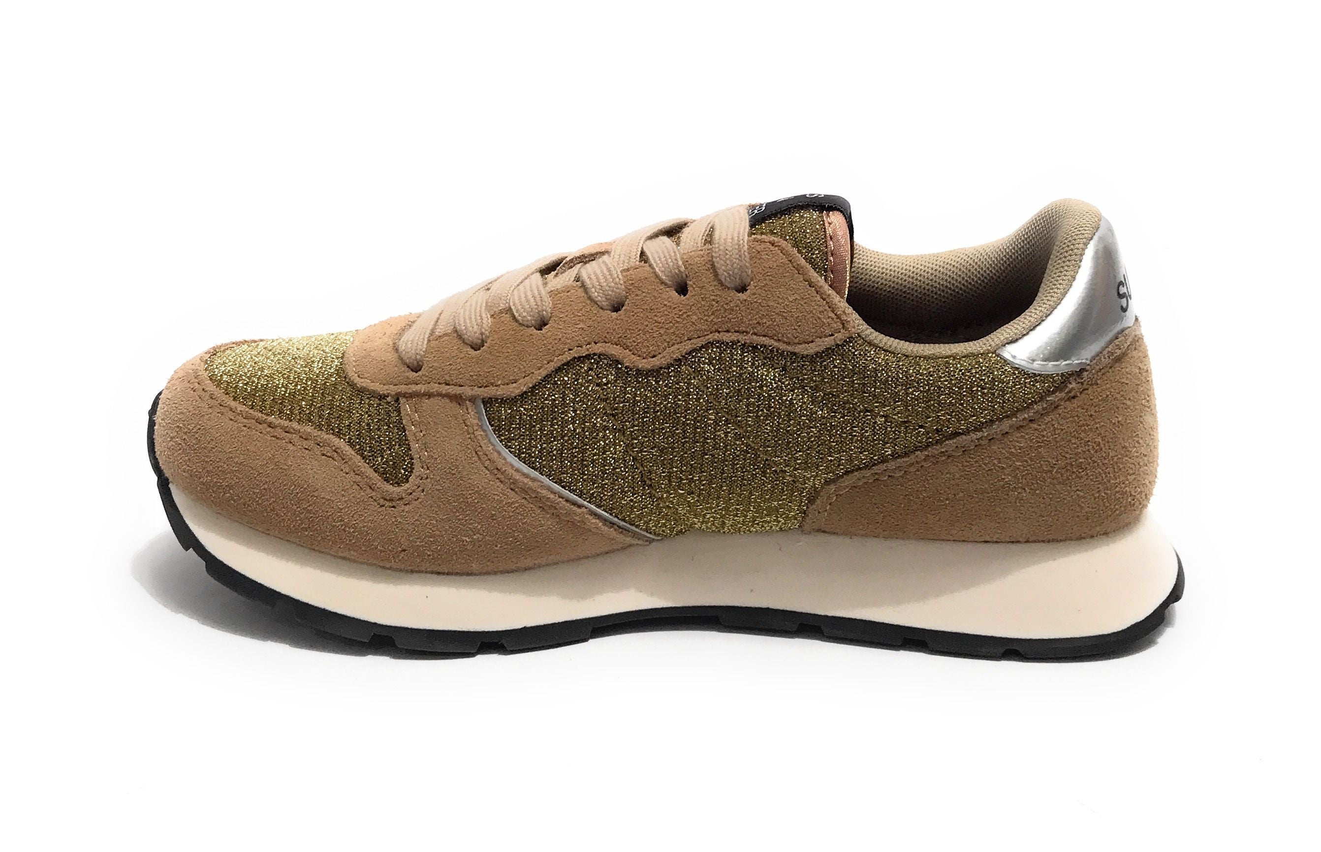 Scarpe Sun68 sneaker Girl's ally glitter textile teen suede/ nylon oro Z25SU07 Z44404T