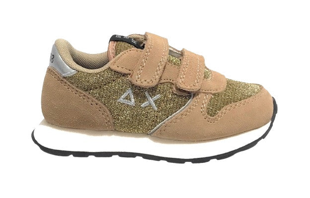 Scarpe Sun68 sneaker Girl's Ally glitter textile baby suede/ ecosuede oro Z25SU23 Z44404B