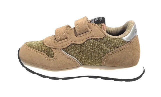 Scarpe Sun68 sneaker Girl's Ally glitter textile baby suede/ ecosuede oro Z25SU23 Z44404B