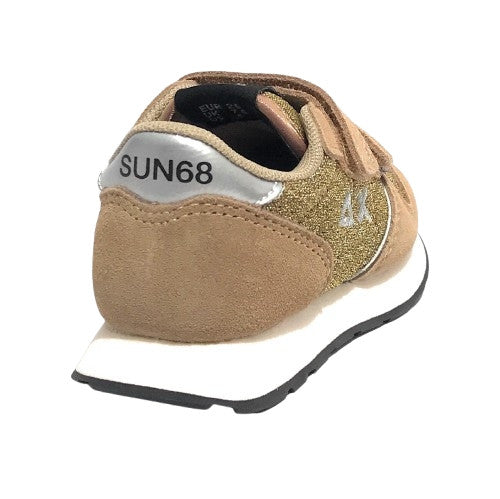 Scarpe Sun68 sneaker Girl's Ally glitter textile baby suede/ ecosuede oro Z25SU23 Z44404B