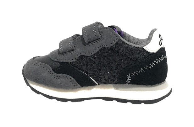 Scarpe Sun68 sneaker Girl's ally big glitter baby suede/ ecosuede nero Z25SU22 Z44417B
