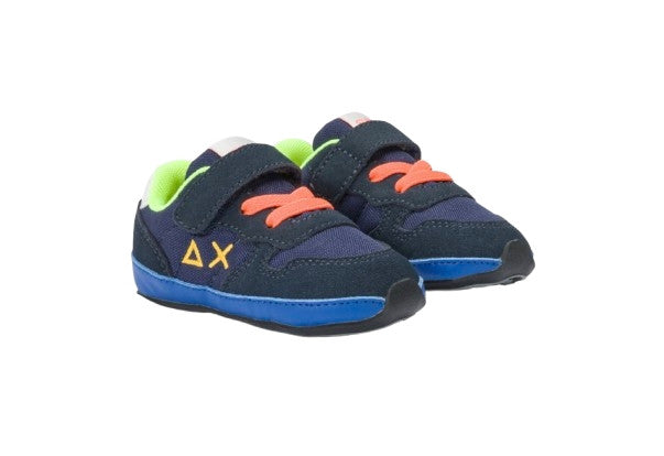 Scarpe Sun68 sneaker Boy's tom fluo new born suede/ nylon navy blue Z25SU36 Z44302N