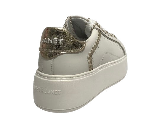 Scarpe donna sneaker Janet&Janet pelle white/ gold DS25JJ02 J-002