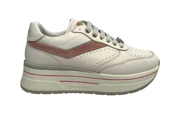 Scarpe donna sneaker Janet&Janet pelle white/ pink DS25JJ06 J-020