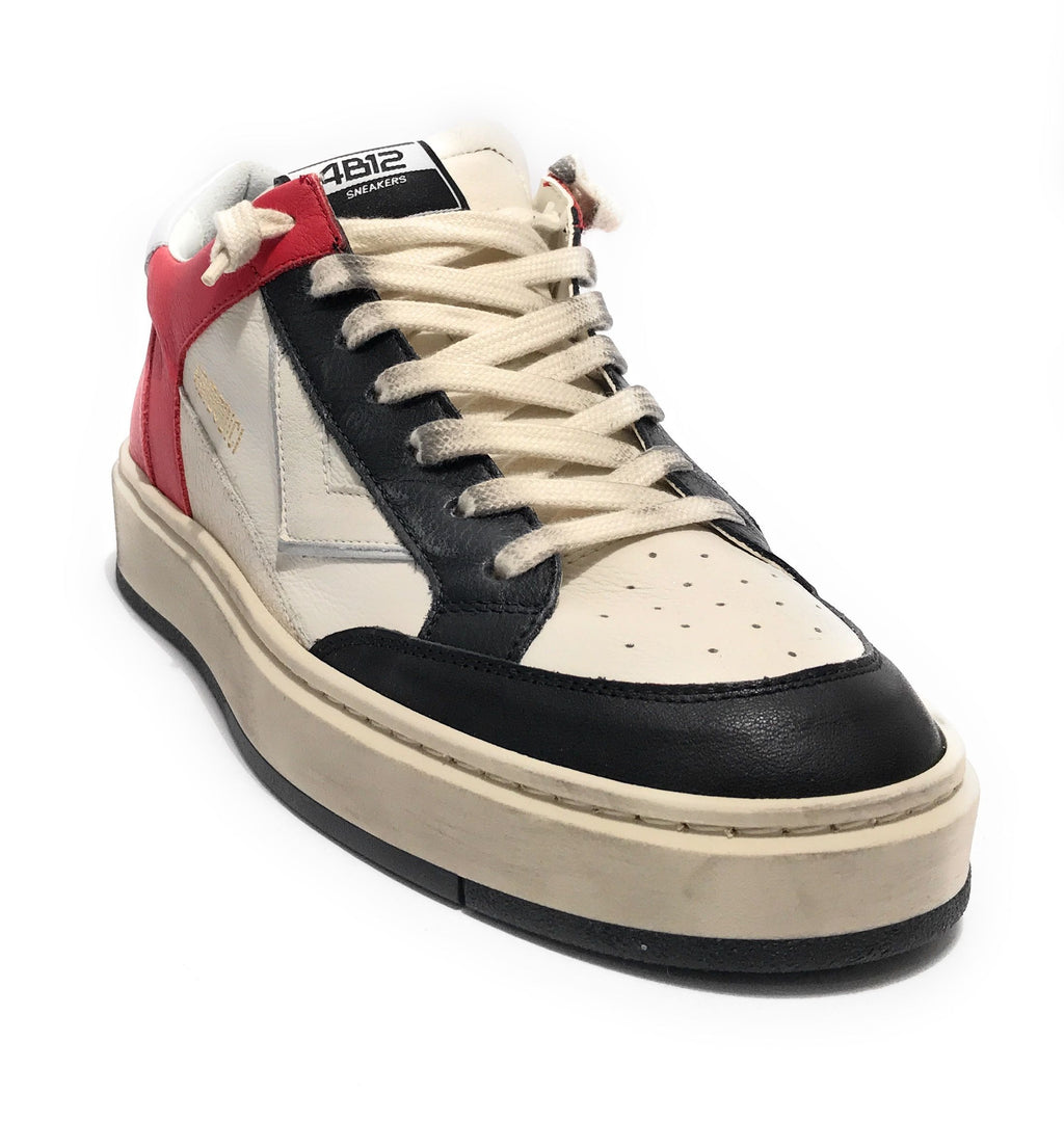 Scarpe uomo 4B12 sneakers in pelle bianco/ rosso/ nero US25QB10 KYLE-U920