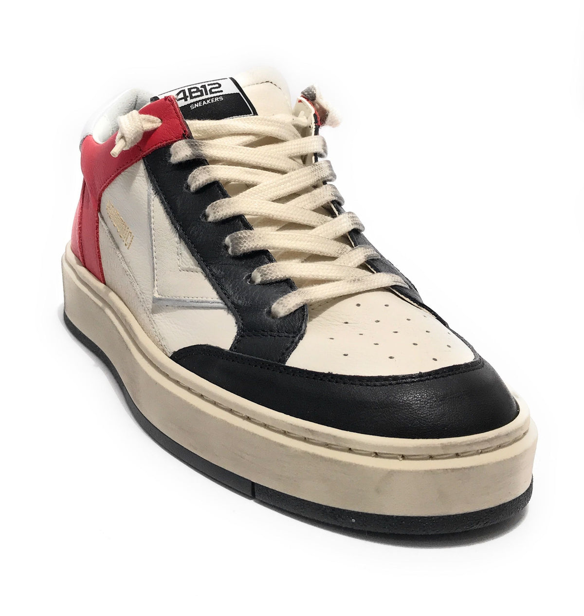 Scarpe uomo 4B12 sneakers in pelle bianco/ rosso/ nero US25QB10 KYLE-U920