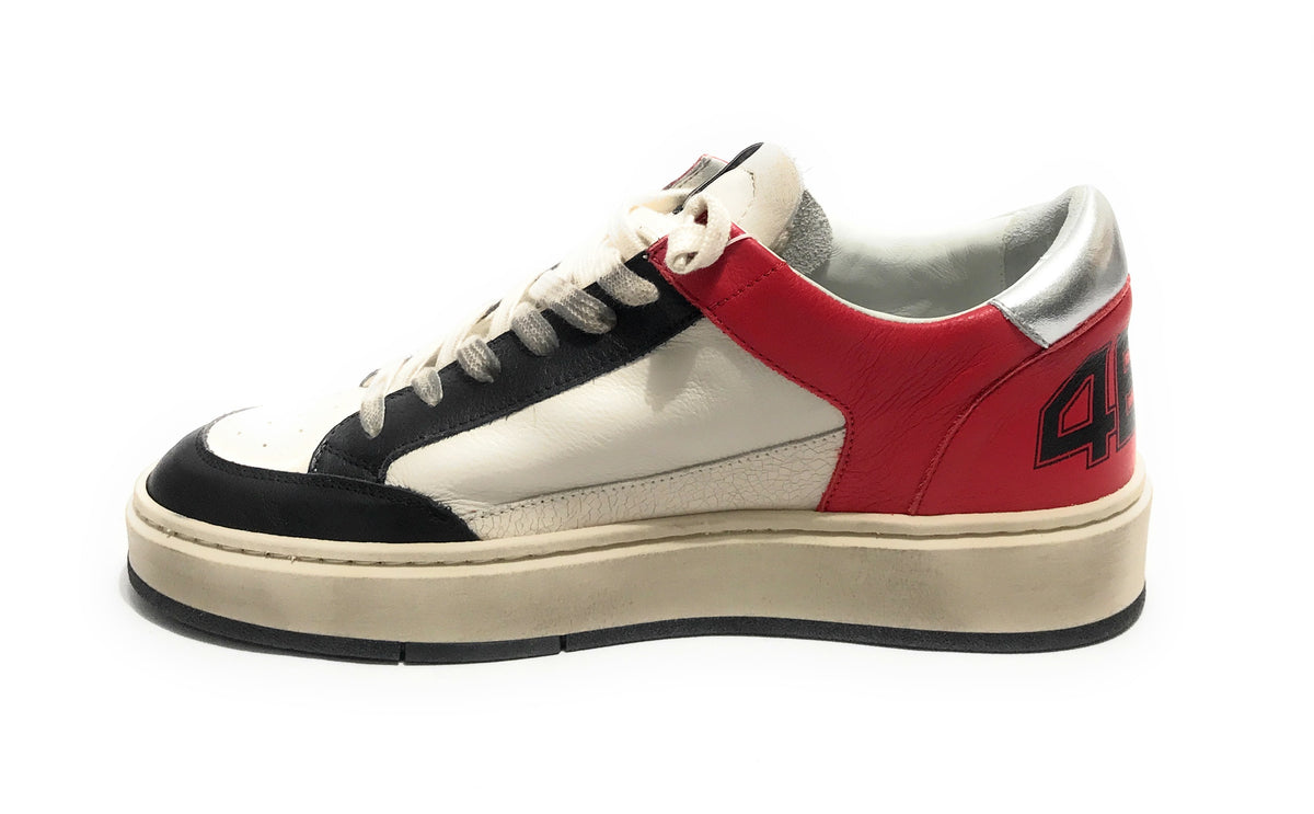 Scarpe uomo 4B12 sneakers in pelle bianco/ rosso/ nero US25QB10 KYLE-U920