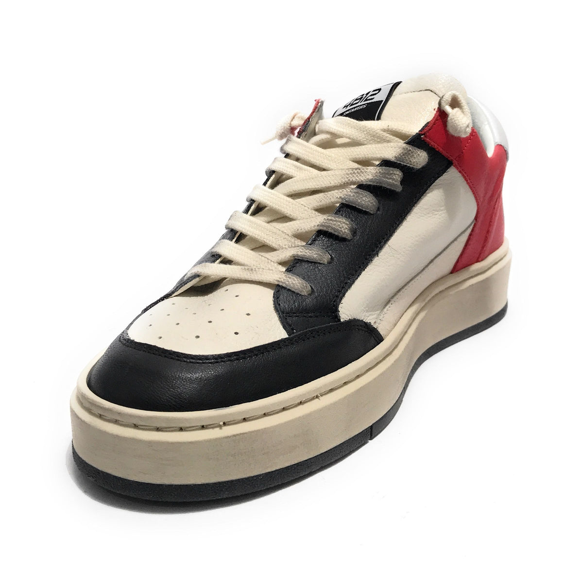 Scarpe uomo 4B12 sneakers in pelle bianco/ rosso/ nero US25QB10 KYLE-U920