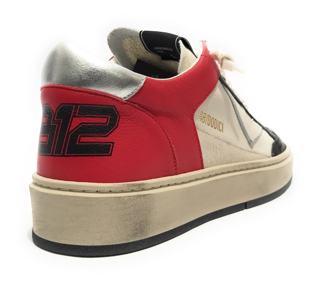 Scarpe uomo 4B12 sneakers in pelle bianco/ rosso/ nero US25QB10 KYLE-U920