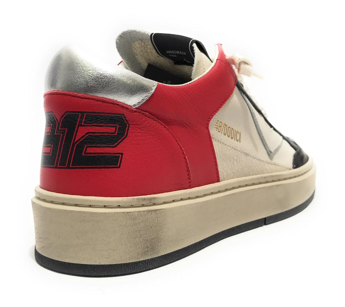 Scarpe uomo 4B12 sneakers in pelle bianco/ rosso/ nero US25QB10 KYLE-U920