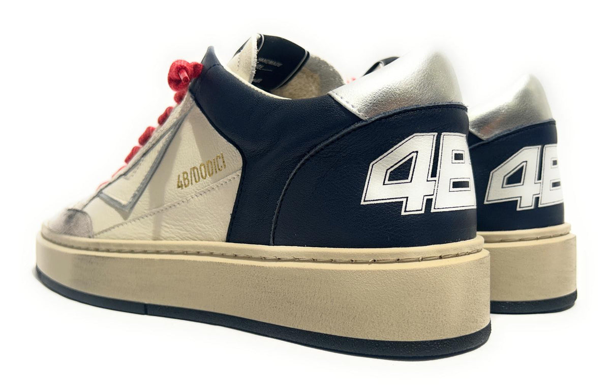 Scarpe uomo 4B12 sneakers in pelle blu/ bianco/ verde US25QB11 KYLE-U922