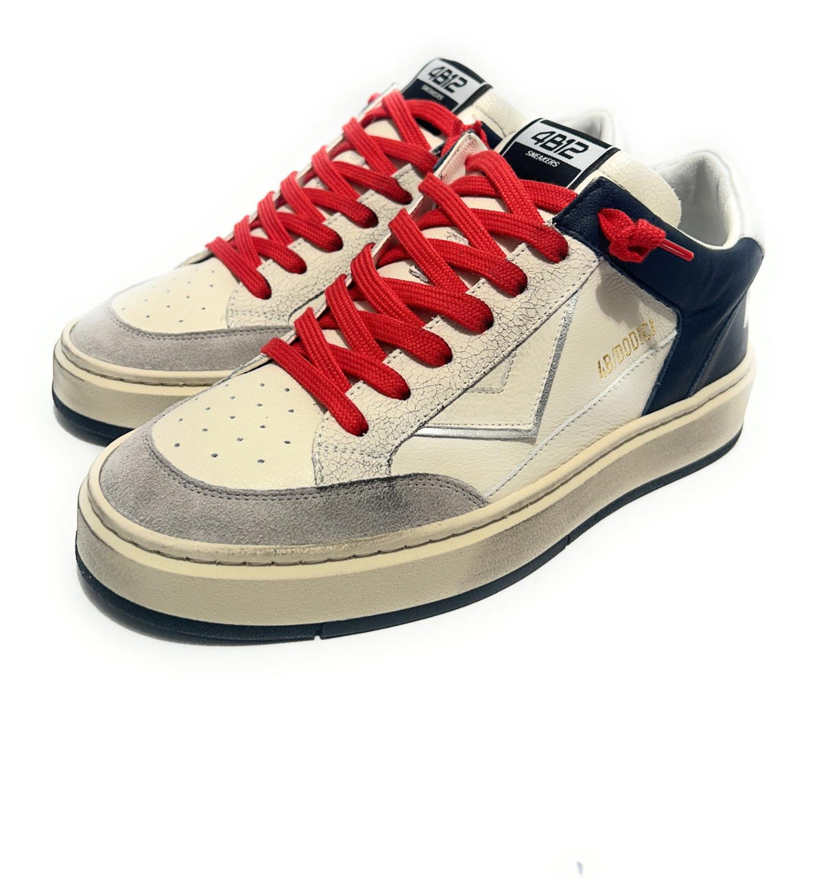 Scarpe uomo 4B12 sneakers in pelle blu/ bianco/ verde US25QB11 KYLE-U922