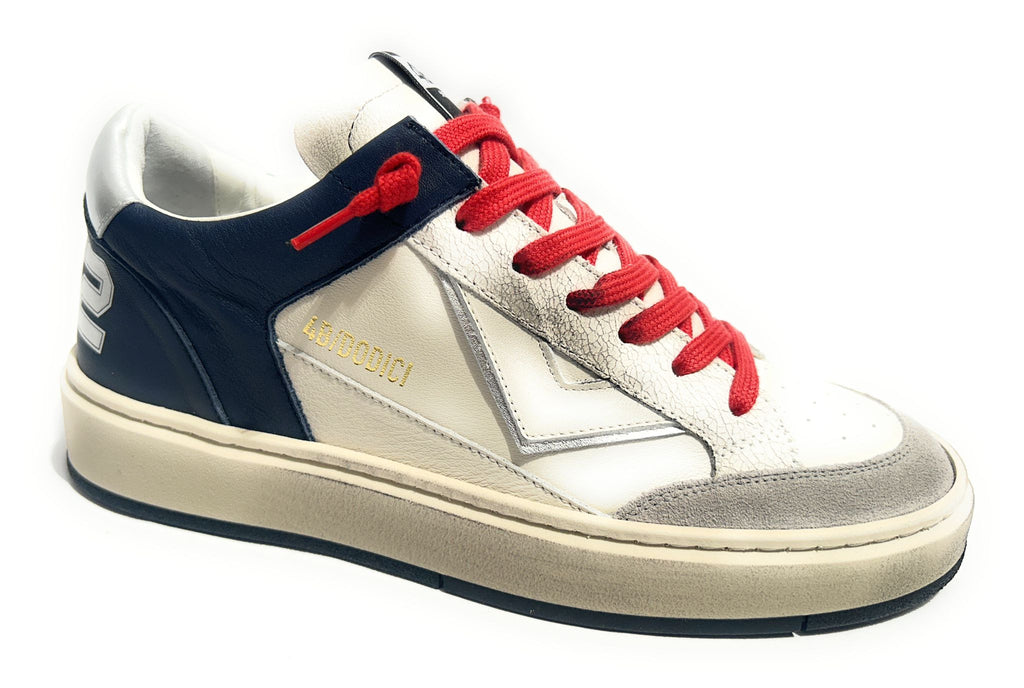 Scarpe uomo 4B12 sneakers in pelle blu/ bianco/ verde US25QB11 KYLE-U922