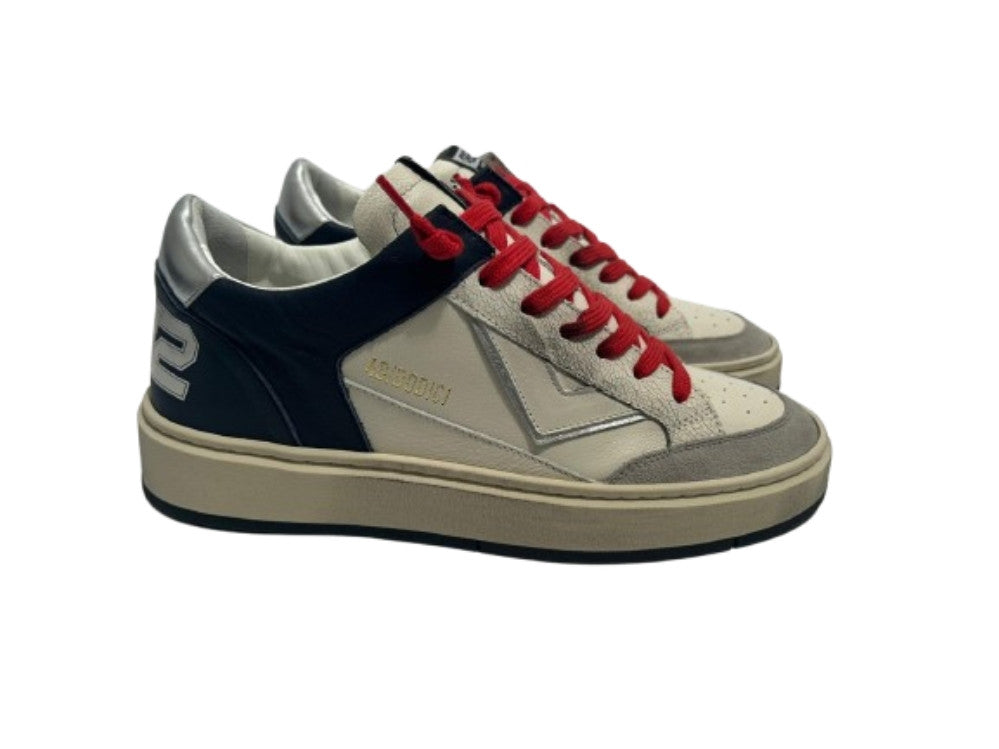 Scarpe uomo 4B12 sneakers in pelle blu/ bianco/ verde US25QB11 KYLE-U922