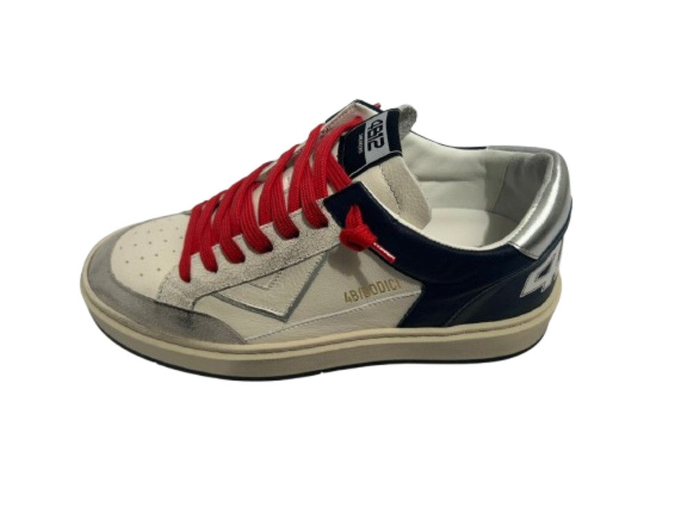 Scarpe uomo 4B12 sneakers in pelle blu/ bianco/ verde US25QB11 KYLE-U922