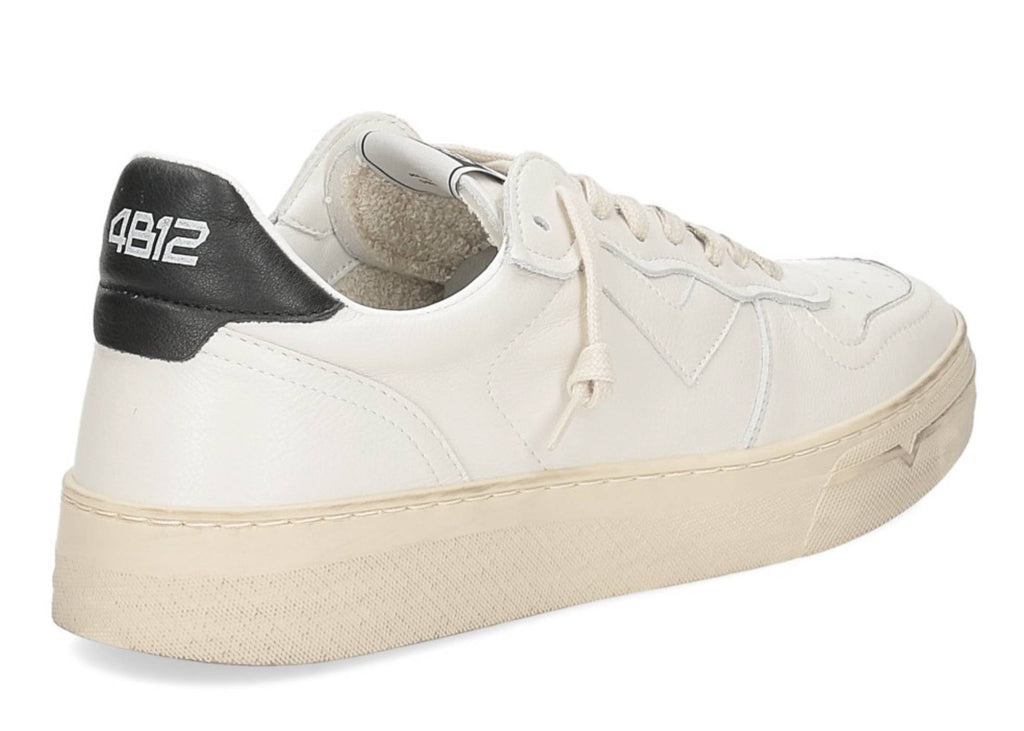Scarpe uomo 4B12 sneakers in pelle off white/black US25QB14 HYPER-U944