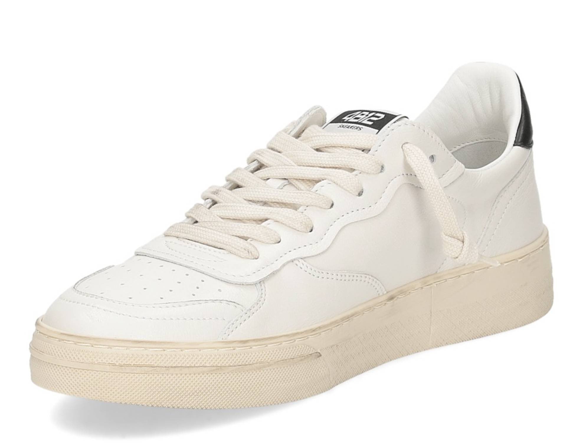 Scarpe uomo 4B12 sneakers in pelle off white/black US25QB14 HYPER-U944