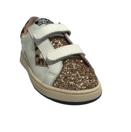 Scarpe bambino 2B12 sneaker con strap Babysuprime-W74 pelle bianco/leo ZS25QB07