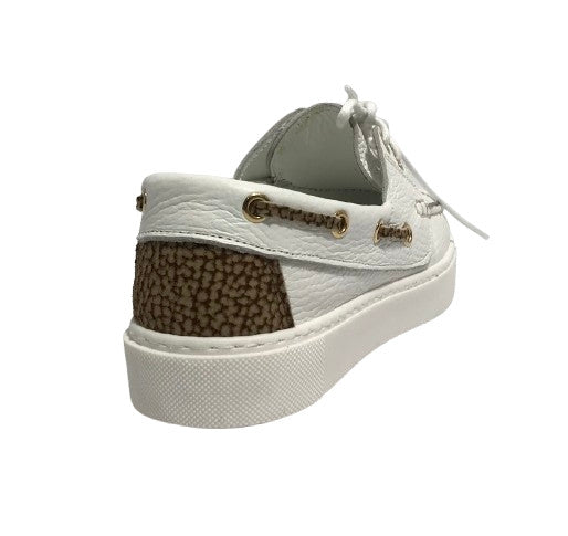 Scarpe donna Borbonese mocassino in pelle white/OP natural DS25BO04 91040022