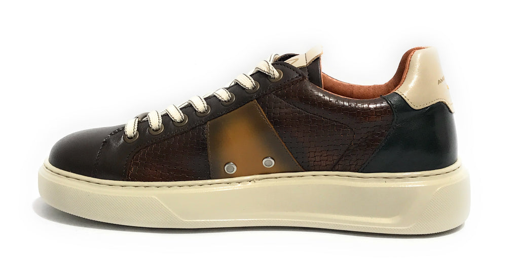 Scarpe uomo Ambitious 13296-6175AM sneaker  brown combi pelle US24AM19
