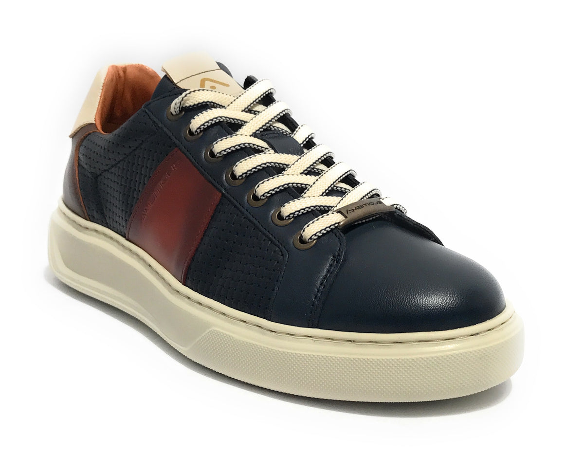 Scarpe uomo Ambitious 13296-6812AM sneaker  navy combi pelle US24AM20