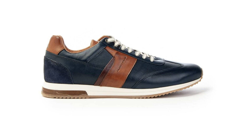 Scarpe uomo Ambitious 11319 sneaker running blu navy pelle US24AM04