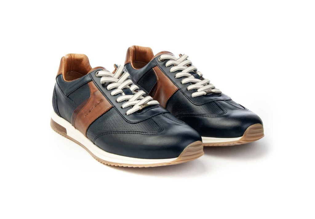 Scarpe uomo Ambitious 11319 sneaker running blu navy pelle US24AM04