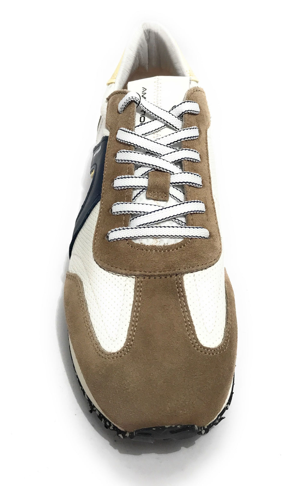 Scarpe uomo Ambitious 12677 sneaker running taupe/ white/ blue pelle US23AM14