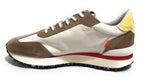 Scarpe uomo Ambitious 12677 sneaker running taupe/ white/ blue pelle US23AM14