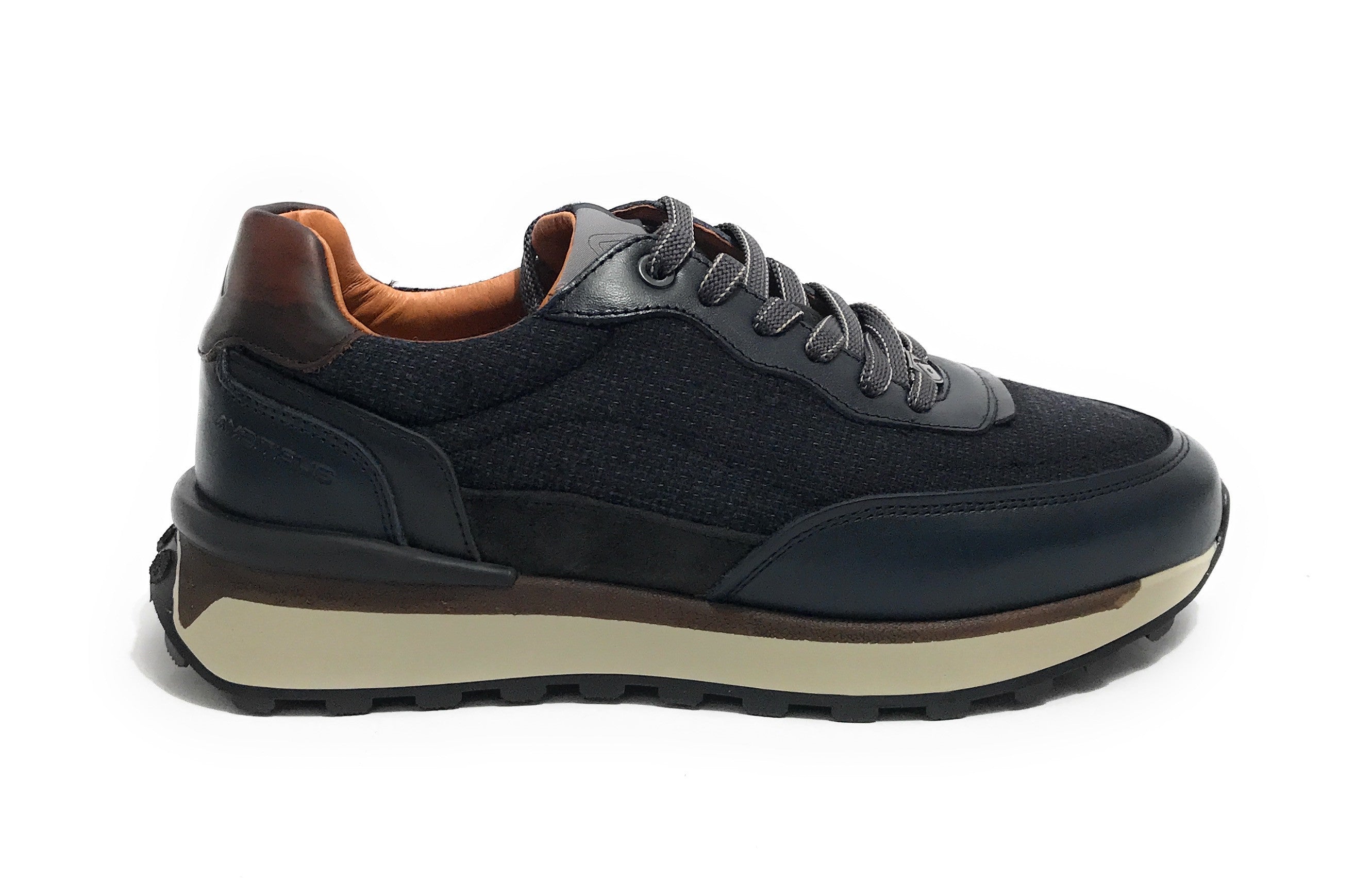 Scarpe uomo Ambitious sneaker pelle e tessuto navy U25AM22 13689-6553AM
