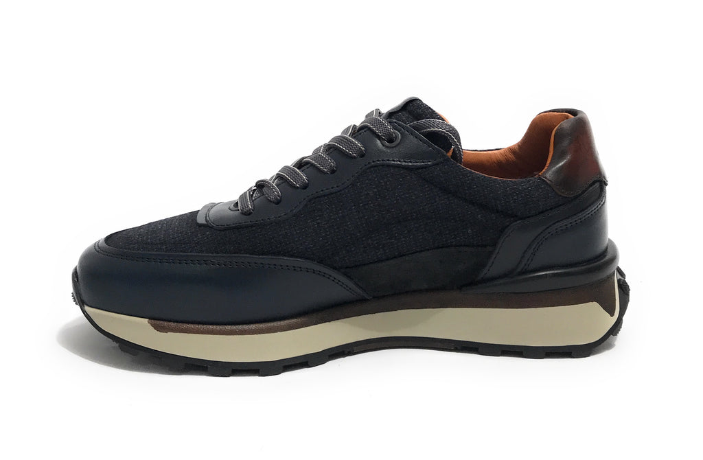Scarpe uomo Ambitious sneaker pelle e tessuto navy U25AM22 13689-6553AM