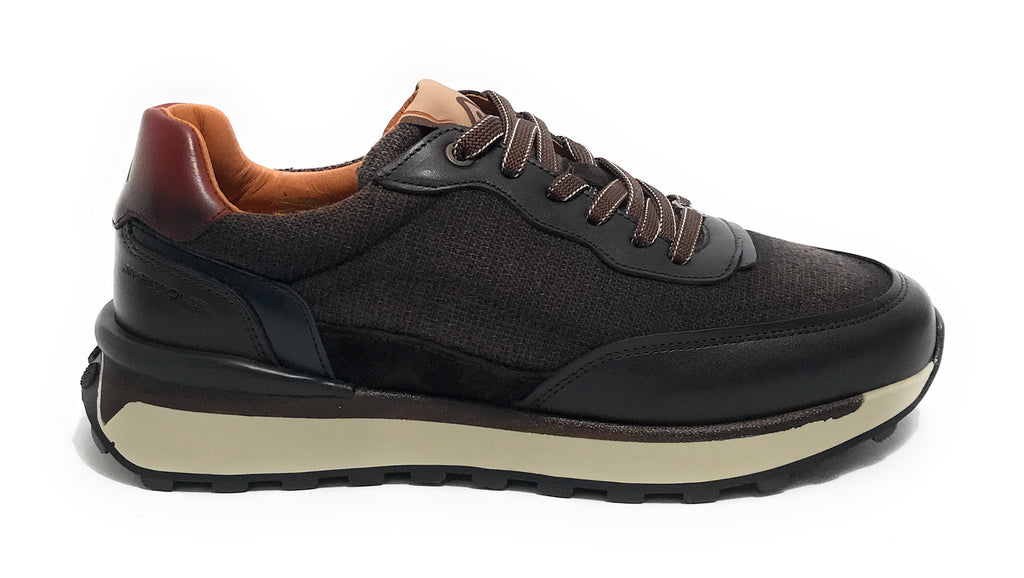 Scarpe uomo Ambitious sneaker pelle e tessuto testa di moro U25AM21 13689-6565AM
