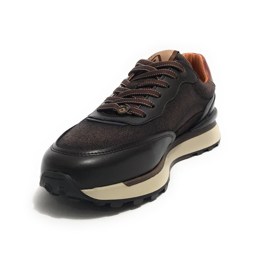 Scarpe uomo Ambitious sneaker pelle e tessuto testa di moro U25AM21 13689-6565AM