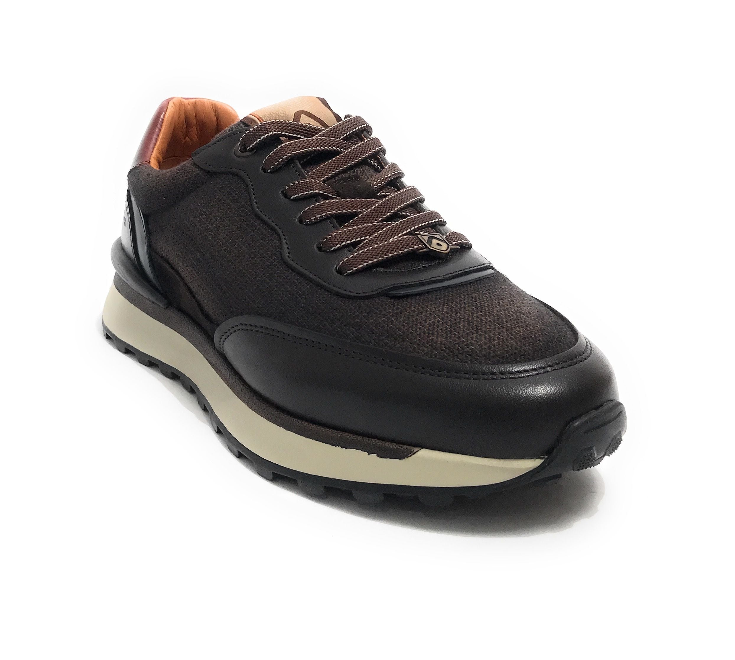 Scarpe uomo Ambitious sneaker pelle e tessuto testa di moro U25AM21 13689-6565AM