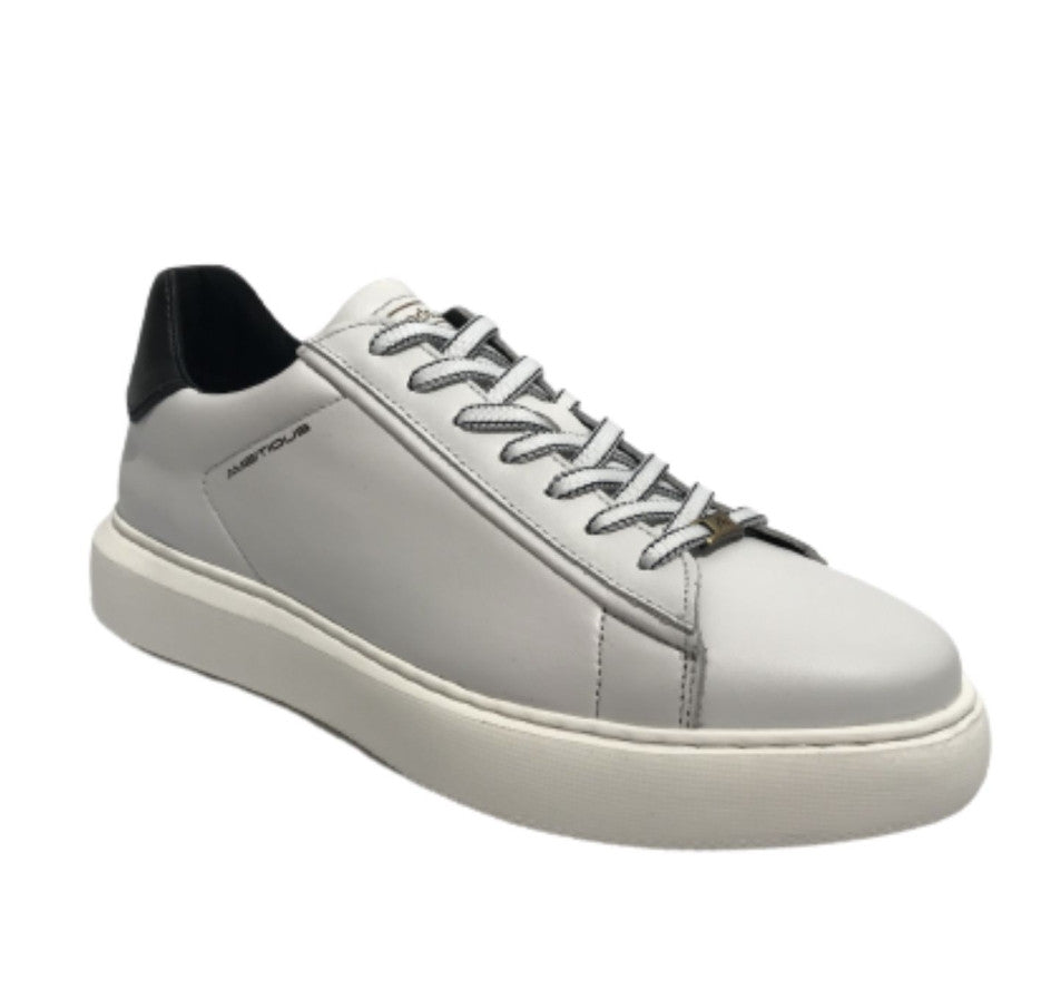 Scarpe uomo Ambitious 11677 sneakers in pelle bianco/ nero fondo alto US23AM02