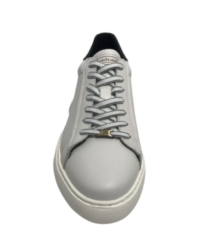 Scarpe uomo Ambitious 11677 sneakers in pelle bianco/ nero fondo alto US23AM02
