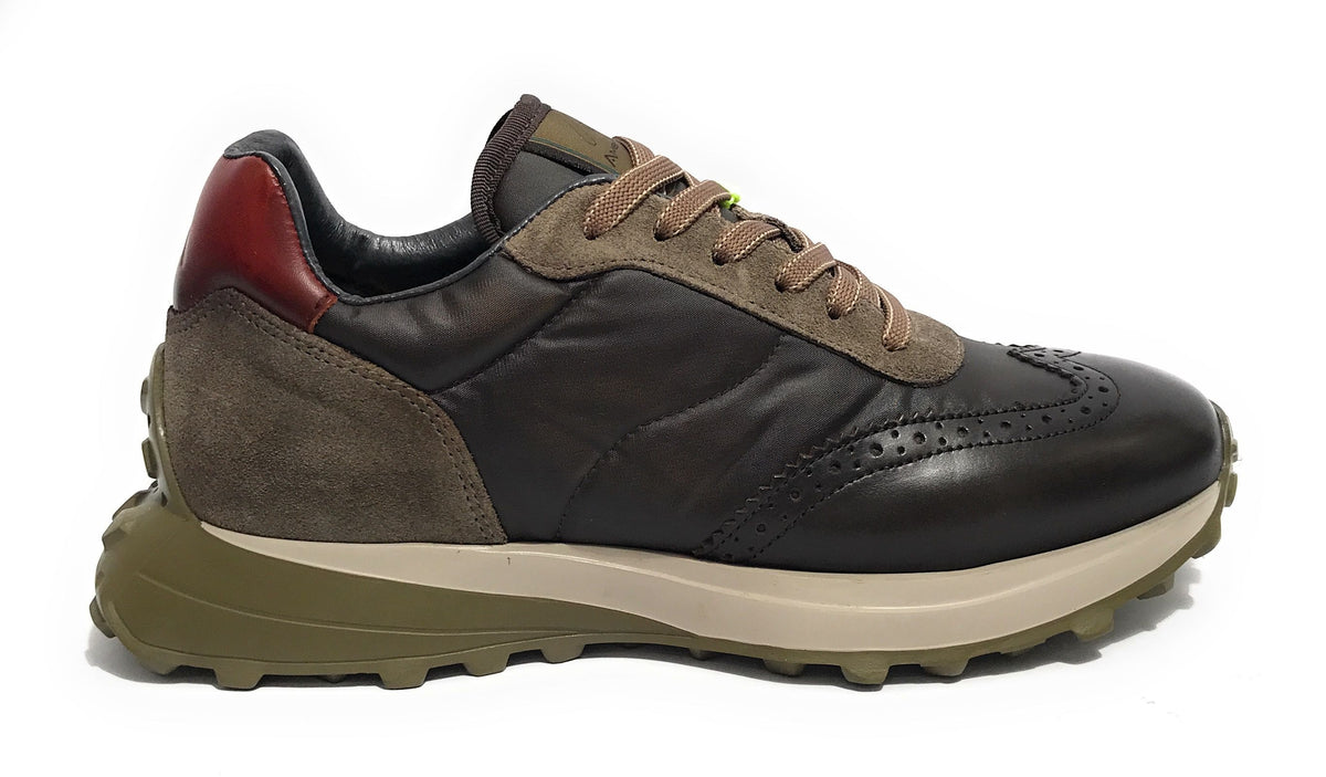 Scarpe uomo Ambitious 11752A sneaker running nero combi pelle/ nylon U24AM02