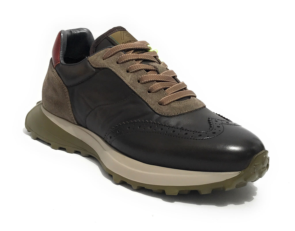 Scarpe uomo Ambitious 11752A sneaker running nero combi pelle/ nylon U24AM02