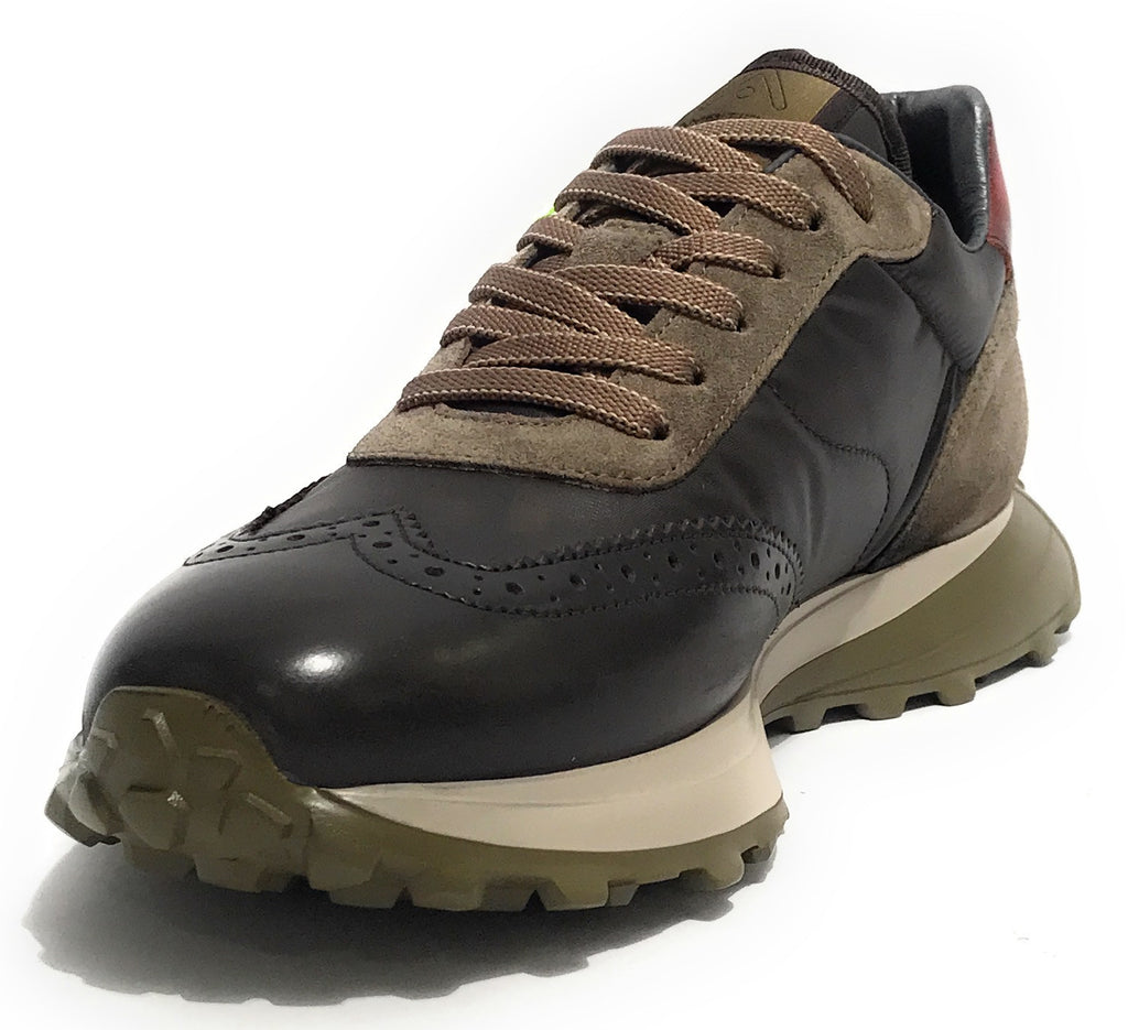 Scarpe uomo Ambitious 11752A sneaker running nero combi pelle/ nylon U24AM02