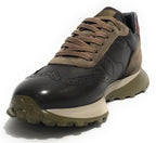 Scarpe uomo Ambitious 11752A sneaker running nero combi pelle/ nylon U24AM02