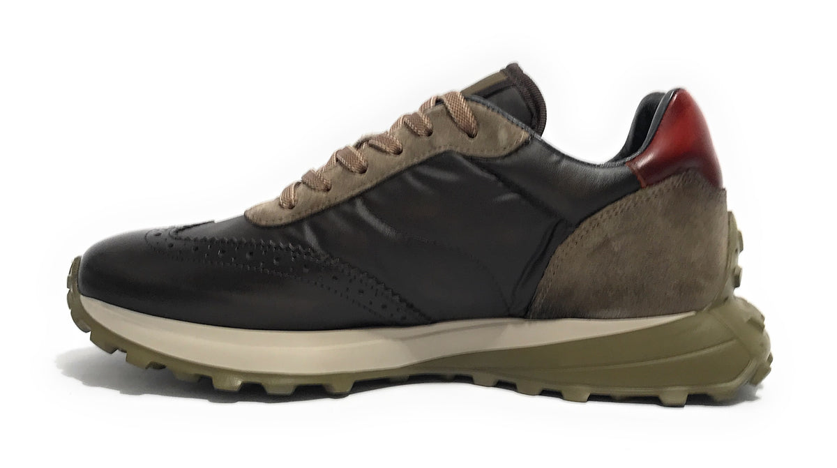 Scarpe uomo Ambitious 11752A sneaker running nero combi pelle/ nylon U24AM02