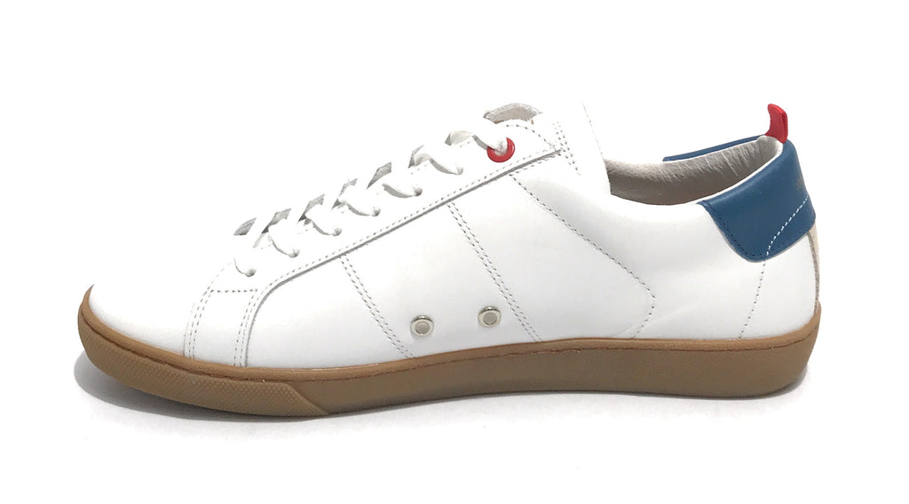 Scarpe uomo Ambitious sneaker 11490 in pelle white/ blu US21AM05