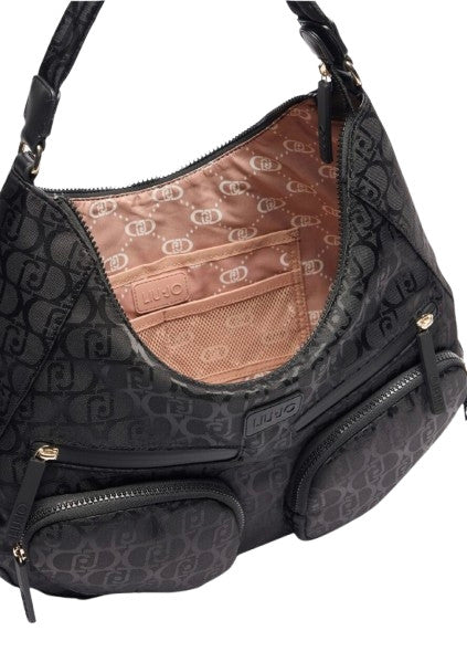 Borsa donna Liu-jo hobo L tessuto jacquard nero BS25LJ124 TA5245 T2801