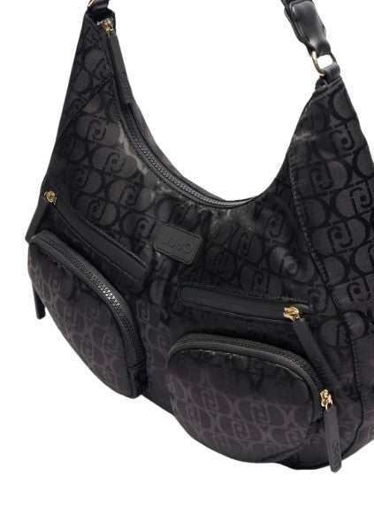 Borsa donna Liu-jo hobo L tessuto jacquard nero BS25LJ124 TA5245 T2801
