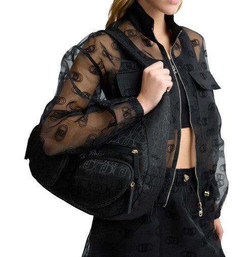 Borsa donna Liu-jo hobo L tessuto jacquard nero BS25LJ124 TA5245 T2801