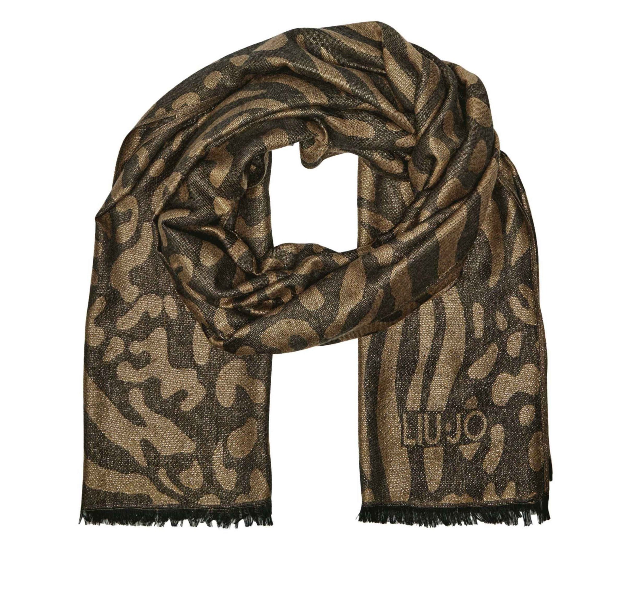 Sciarpa Liu Jo donna stola jacquard logo animalier CS25LJ07 2A5003 T0300