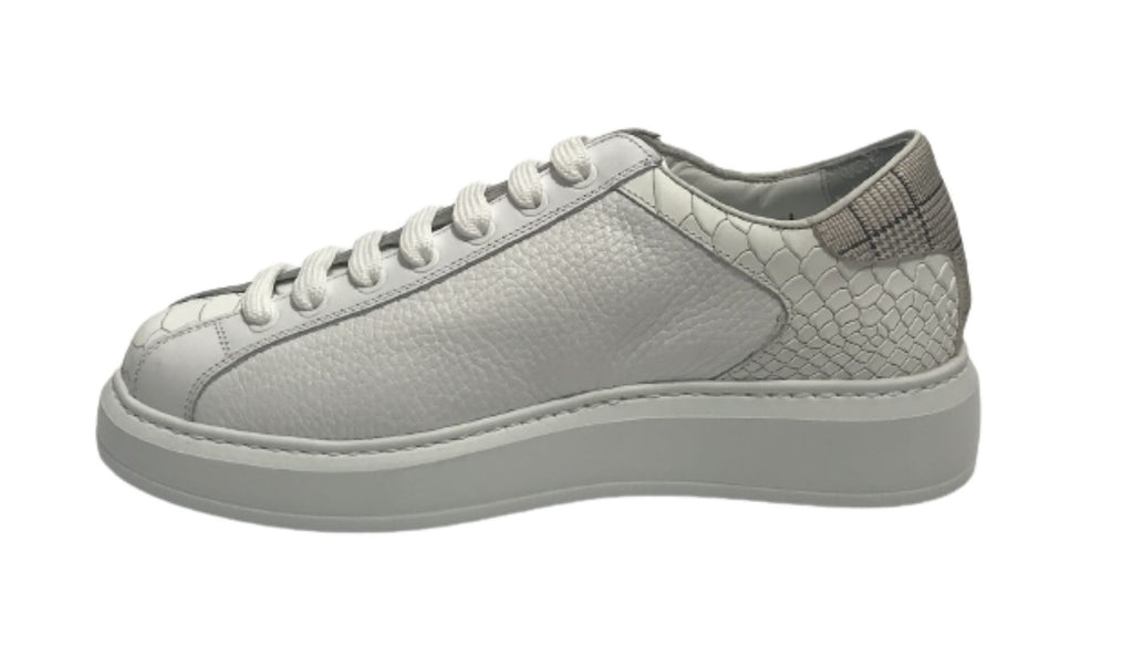 Scarpe uomo Harris Sport sneakers in pelle pregiata bianco/ tweed U17HA182
